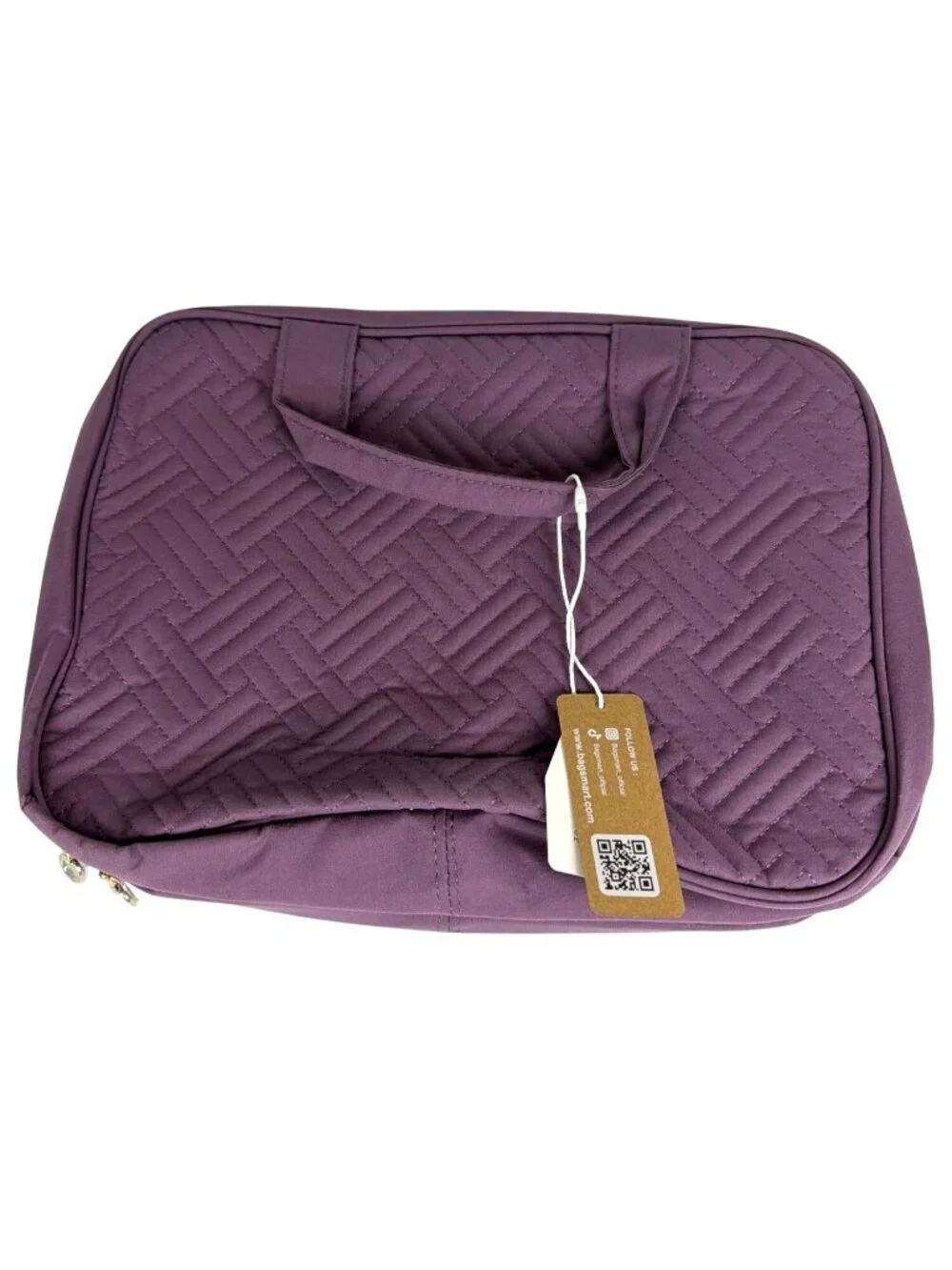 Travel Toiletry Bag Hanging Hook Quilted Fabric Purple Zipper Closures BagSmart